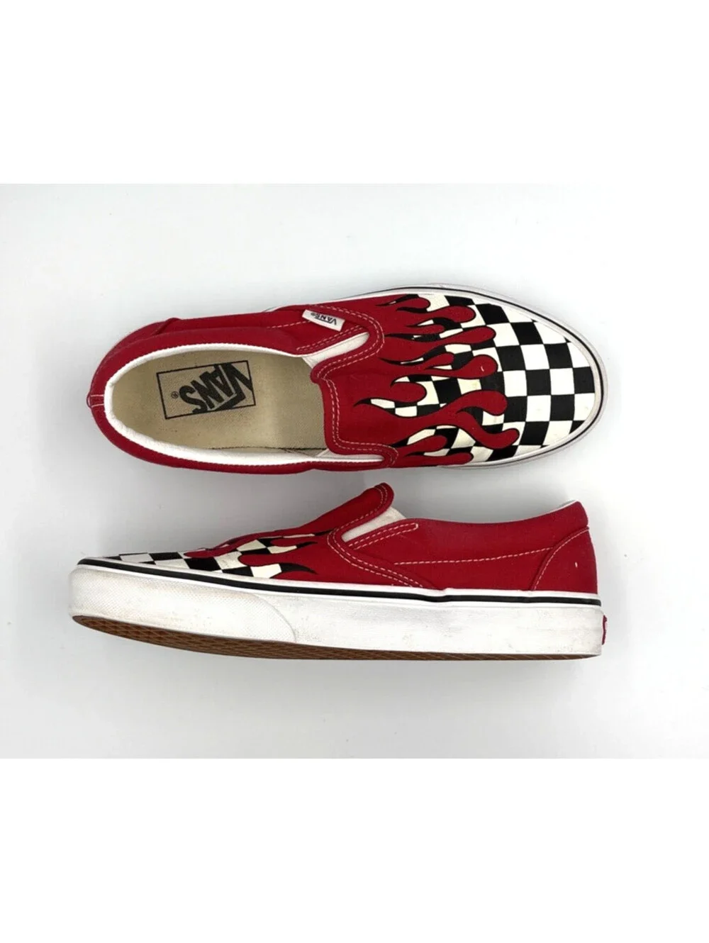 Vans Classic Slip-On Red Black Checkerboard Men 7.5 Women 9